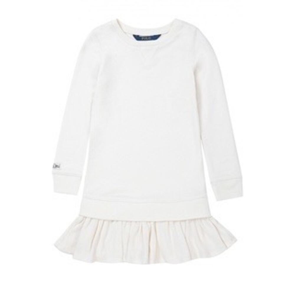 Ralph Lauren Sweatshirt Dress sz M (8-10) Sweater Dress with Waffle knit ruffles